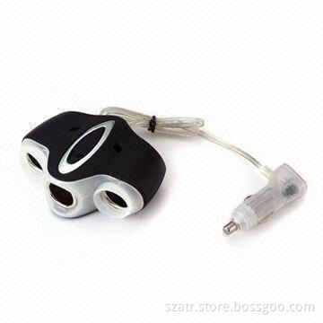 Car 3-way Socket in Black and White with Oil Paint Surface